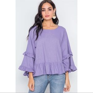 Hidden Alley Purple Frill Top NWT